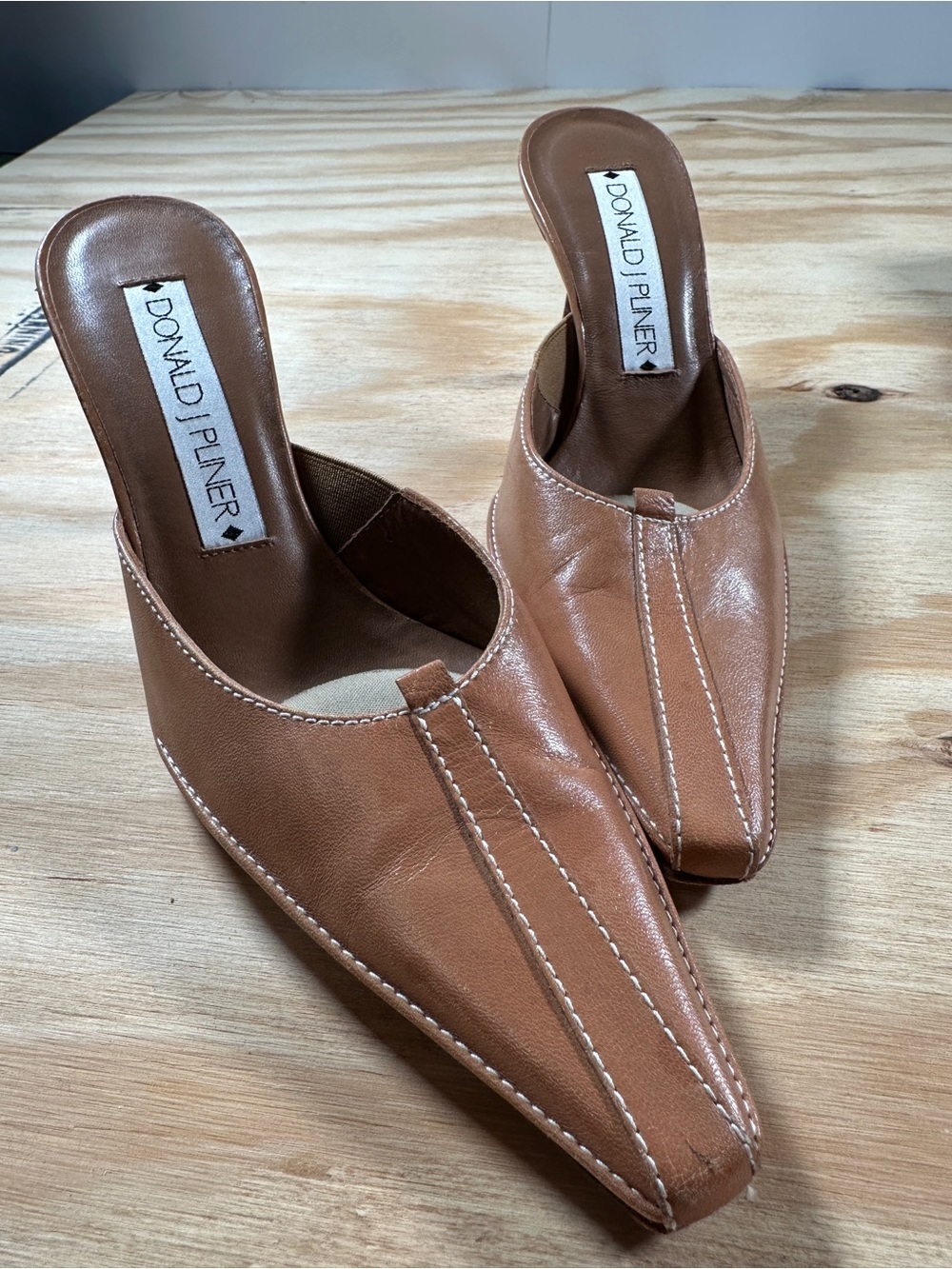 Donald J. Pliner Cognac Leather Pointed Mule